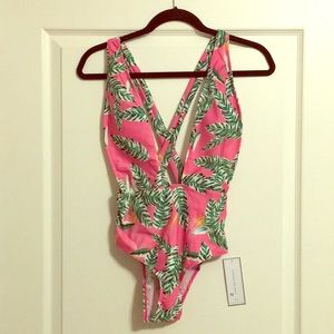 Goodnight Macaroon Milan Pink Palm Print Swimsuit